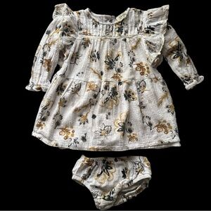 Jessica Simpson Girls Long Sleeve Floral Baby Dress with Bloomers size 24M